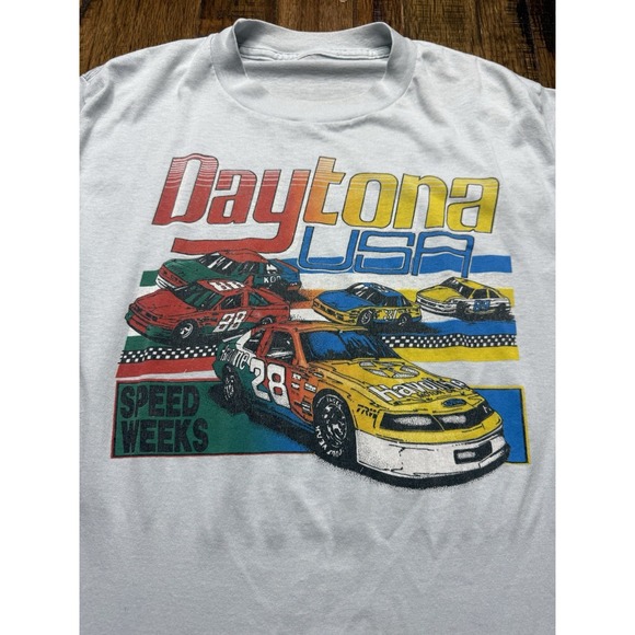 Vintage Daytona USA Racing Nascar Graphic T Shirt Mens Motorsport Tee - Picture 2 of 7